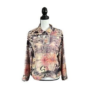 Vintage Impulse CA Art Nouveau Print Jacket Shacket Button Front Lightweight M
